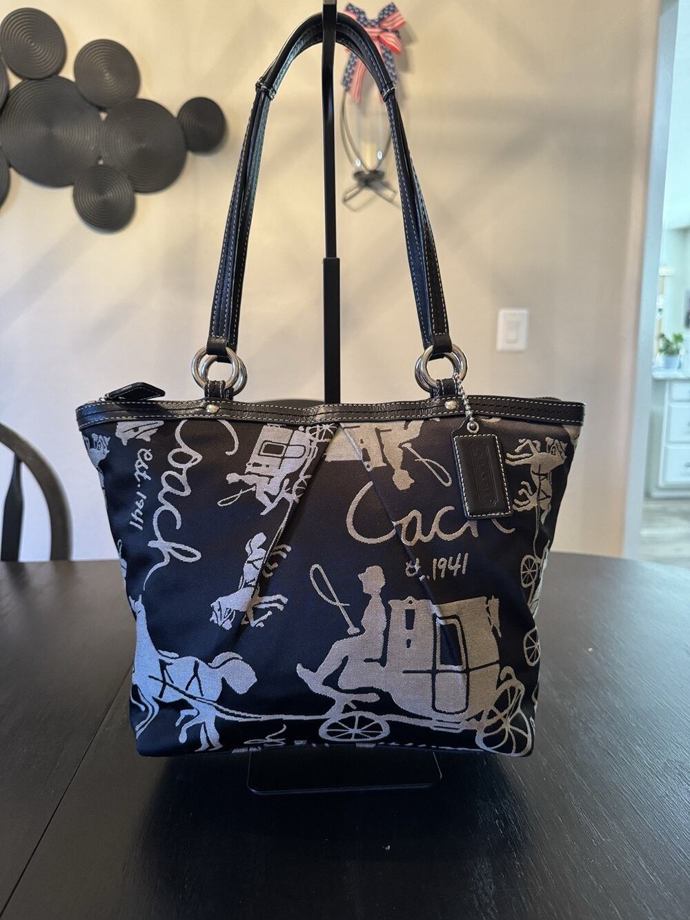 Coach Black Horse And Carriage Tote Bag
